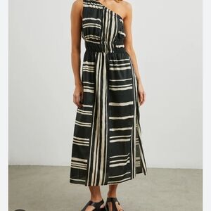 Rails Black and White Striped Midi Dress